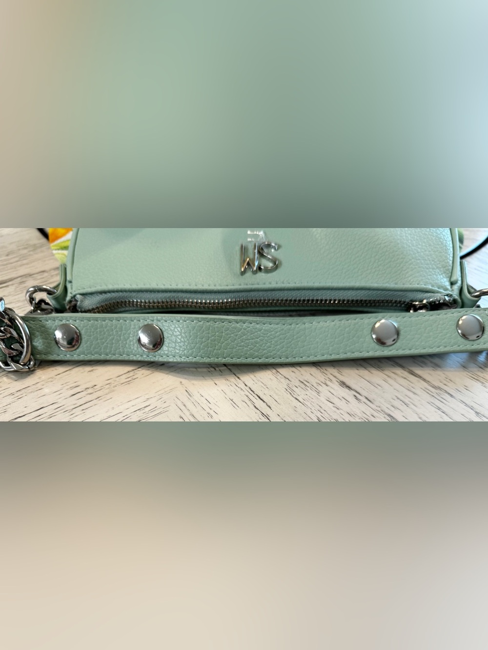 Steve Madden Bhayley Chain Mint Shoulder Bag Pebbled Faux Leather NWT - Picture 13 of 16